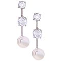 Fine Sterling Silver Freshwater Pearl CZ Earrings
