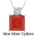 Sterling Silver Colored Princess CZ Pendant (5 options)
