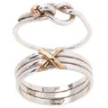 Sterling Silver Two-tone Knot and X Ring Set