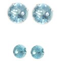 Sterling Silver Blue CZ Earring Set (Two Pair)