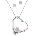 Sterling Silver CZ Earring and Heart Pendant Set