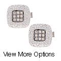 Sterling Silver CZ Square Cuff Links