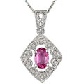 14k White Gold Diamond Sapphire Pendant