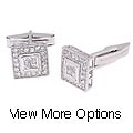 Sterling Silver CZ Square Cuff Links