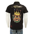 Ed Hardy Men's Premium Back Print Royal Dog Polo Shirt