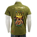 Ed Hardy Men's Premium Back Print Green Royal Dog Polo