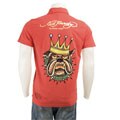 Ed Hardy Men's Premium Back Print Royal Dog Short-sleeve Polo Shirt