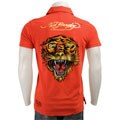 Ed Hardy Men's Premium Back Print Rhinestone Tiger Polo