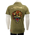 Ed Hardy Men's 'Open-mouthed Tiger' Rhinestone Polo Shirt