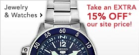 EXTRA 15% OFF JEWELRY & WATCH SALE* - SHOP NOW