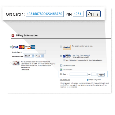 How to redeem a gift card.