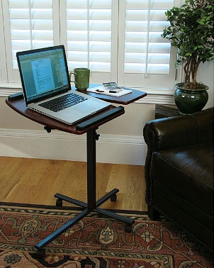 Rolling laptop desk in living room