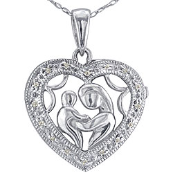 10k White Gold 1/10ct TDW Diamond Mom In Prayer Pendant (K-L,I2-I3)