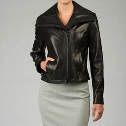 Kenneth Cole Women's Lamb Short Shape Leather Jacket