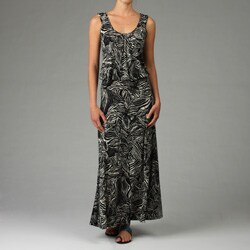 Veronica M. Women's Leaf Print Drop-waist Maxi Dress